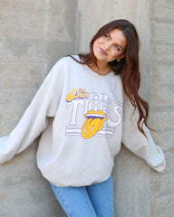 Rolling Stones LSU Tigers Stoned Sand Thrifted Sweatshirt - shoplivylu