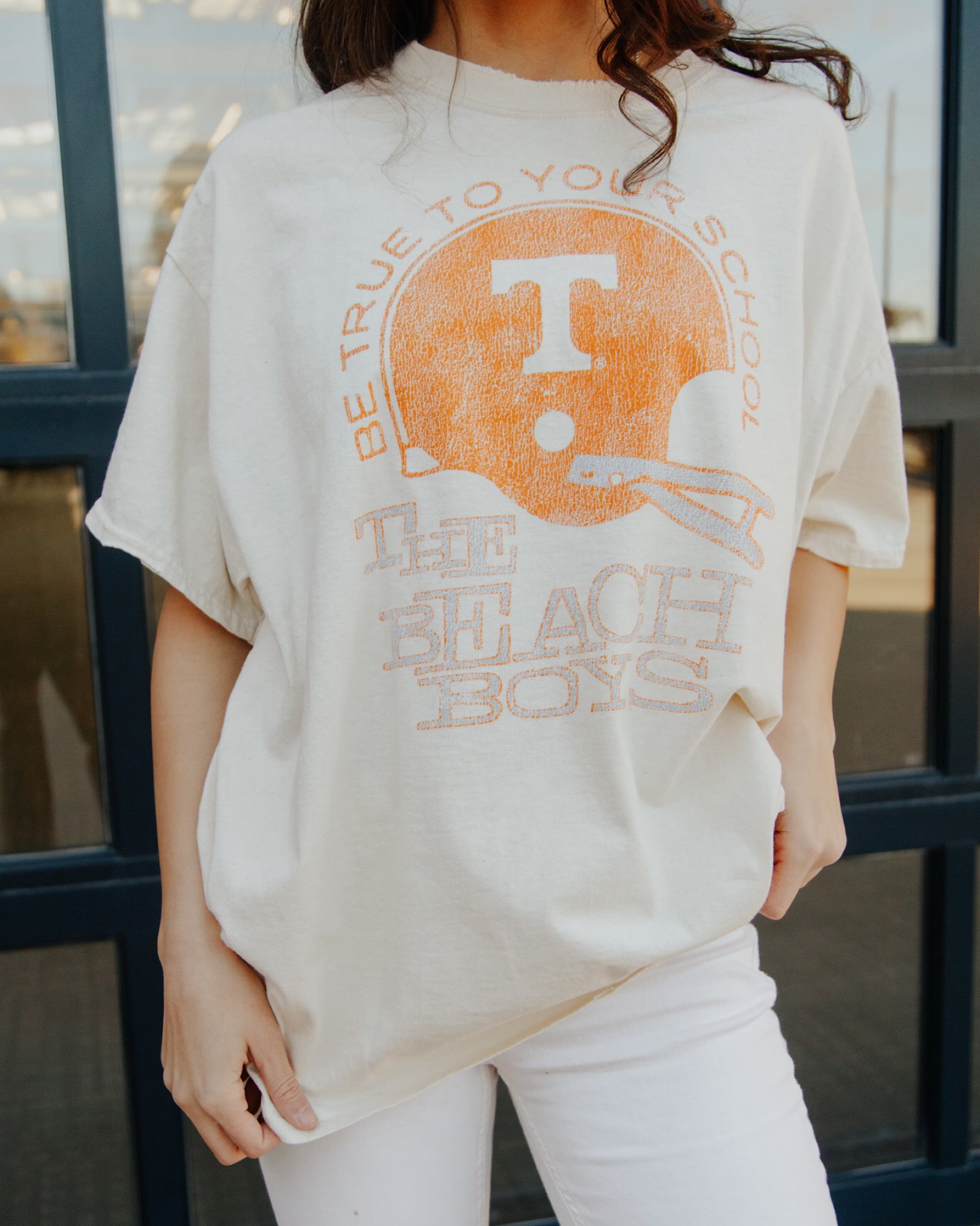 The Beach Boys Tennessee True To Your School Off White Thrifted Tee - shoplivylu