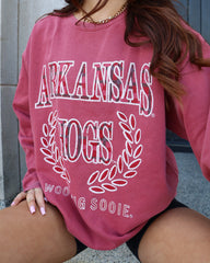 Arkansas Razorbacks Plaid Crest Cardinal Sweatshirt - shoplivylu