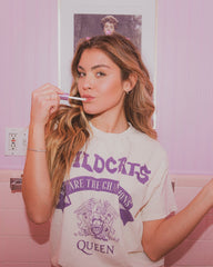 Queen Kansas State Wildcats Champions Scroll Off White Thrifted Tee - shoplivylu