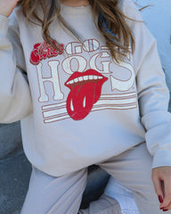 Rolling Stones Razorbacks Stoned Sand Thrifted Sweatshirt - shoplivylu