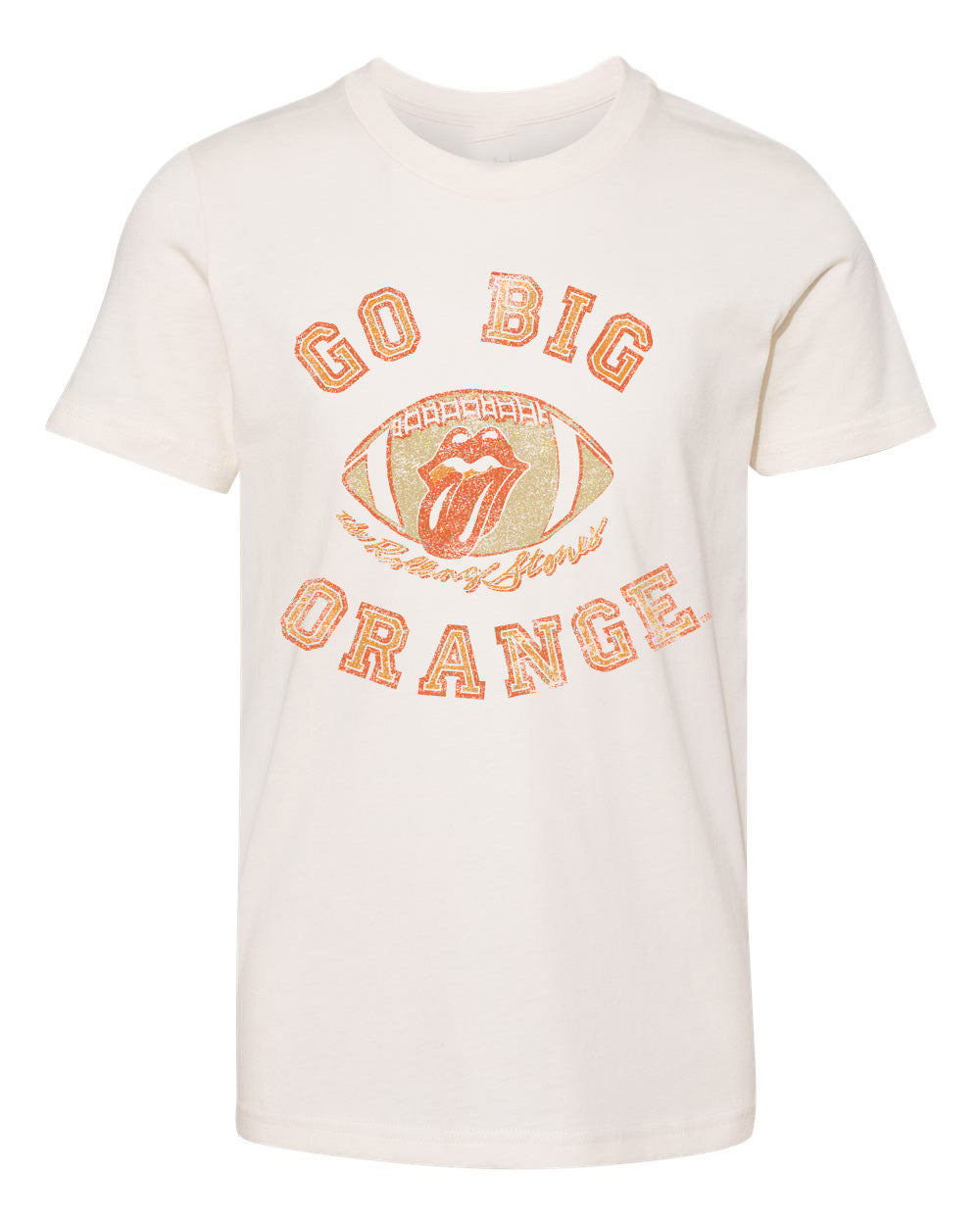 Children's Rolling Stones Go Big Orange Football Lick Off White Tee - shoplivylu