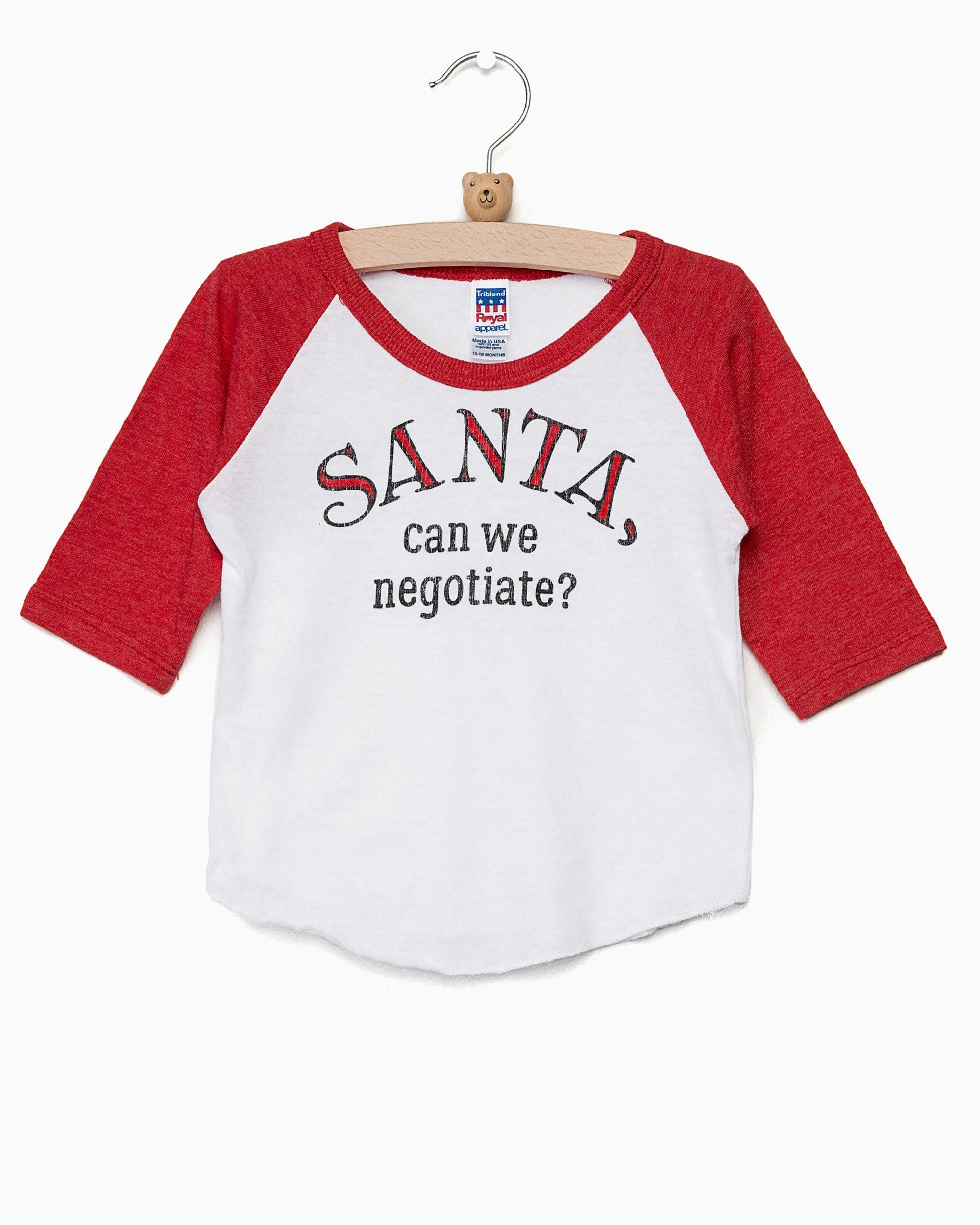 Children's Santa, Can We Negotiate? Red Baseball Sleeve Tee (FINAL SALE) (203809652764)
