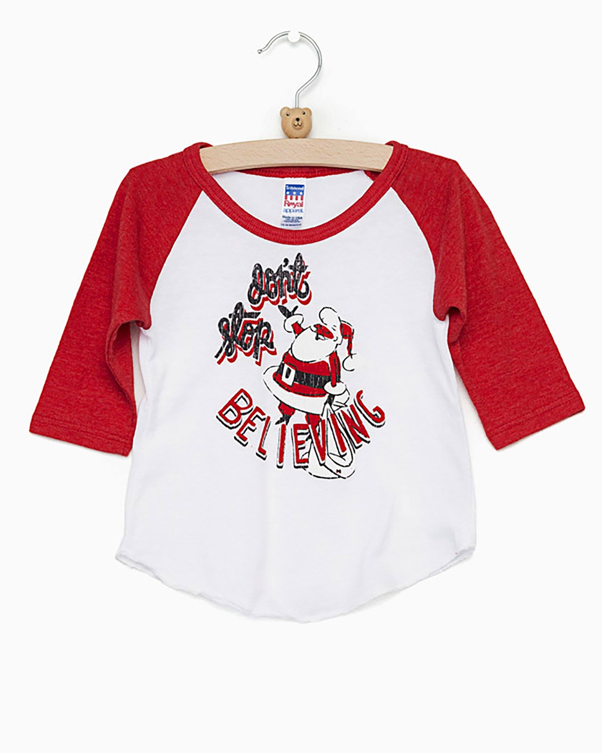 Children's Don't Stop Believing Red Baseball Sleeve Tee (FINAL SALE) (203935940636)