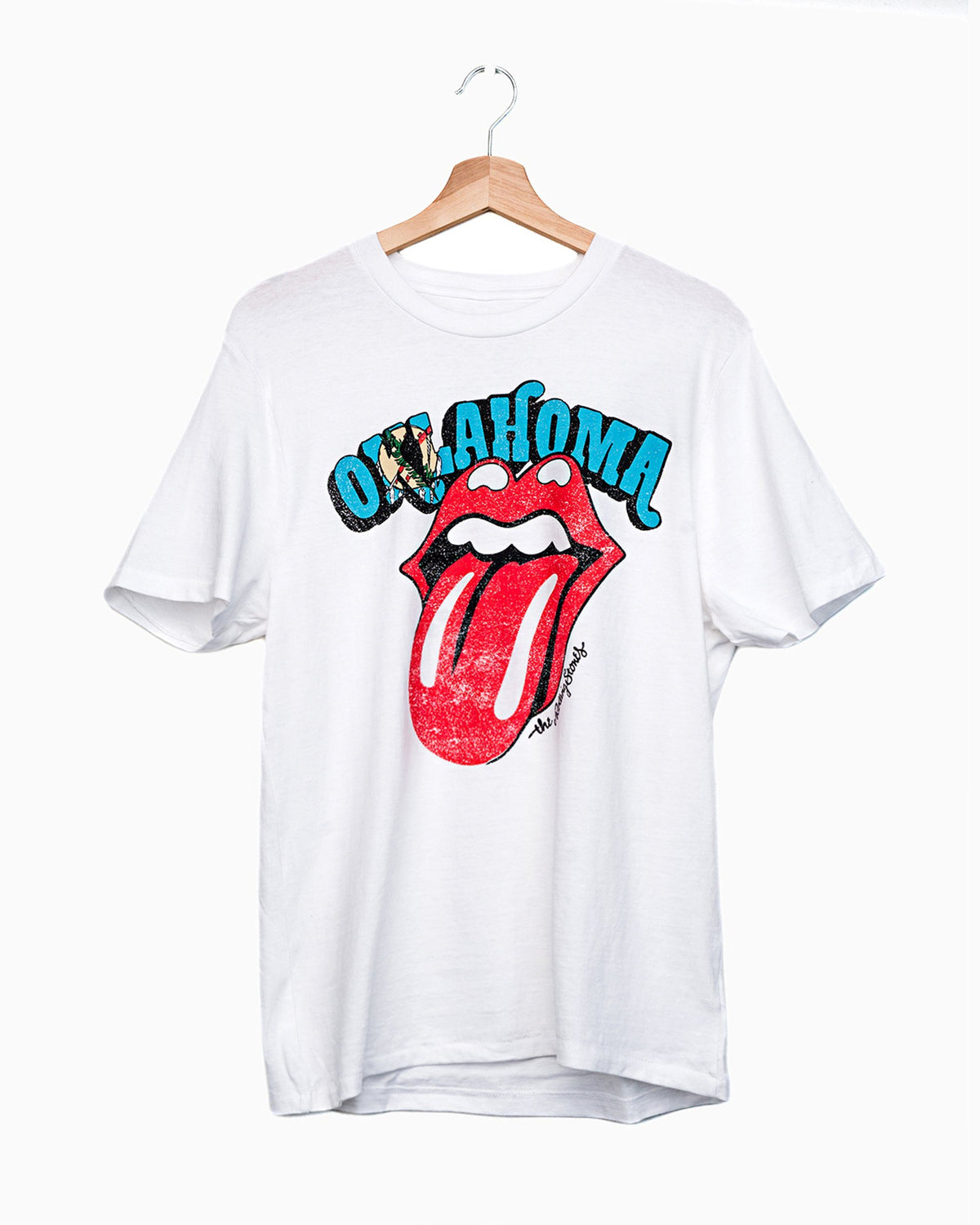 Rolling Stones Oklahoma Flag Rocker White Tee (4462437728359)