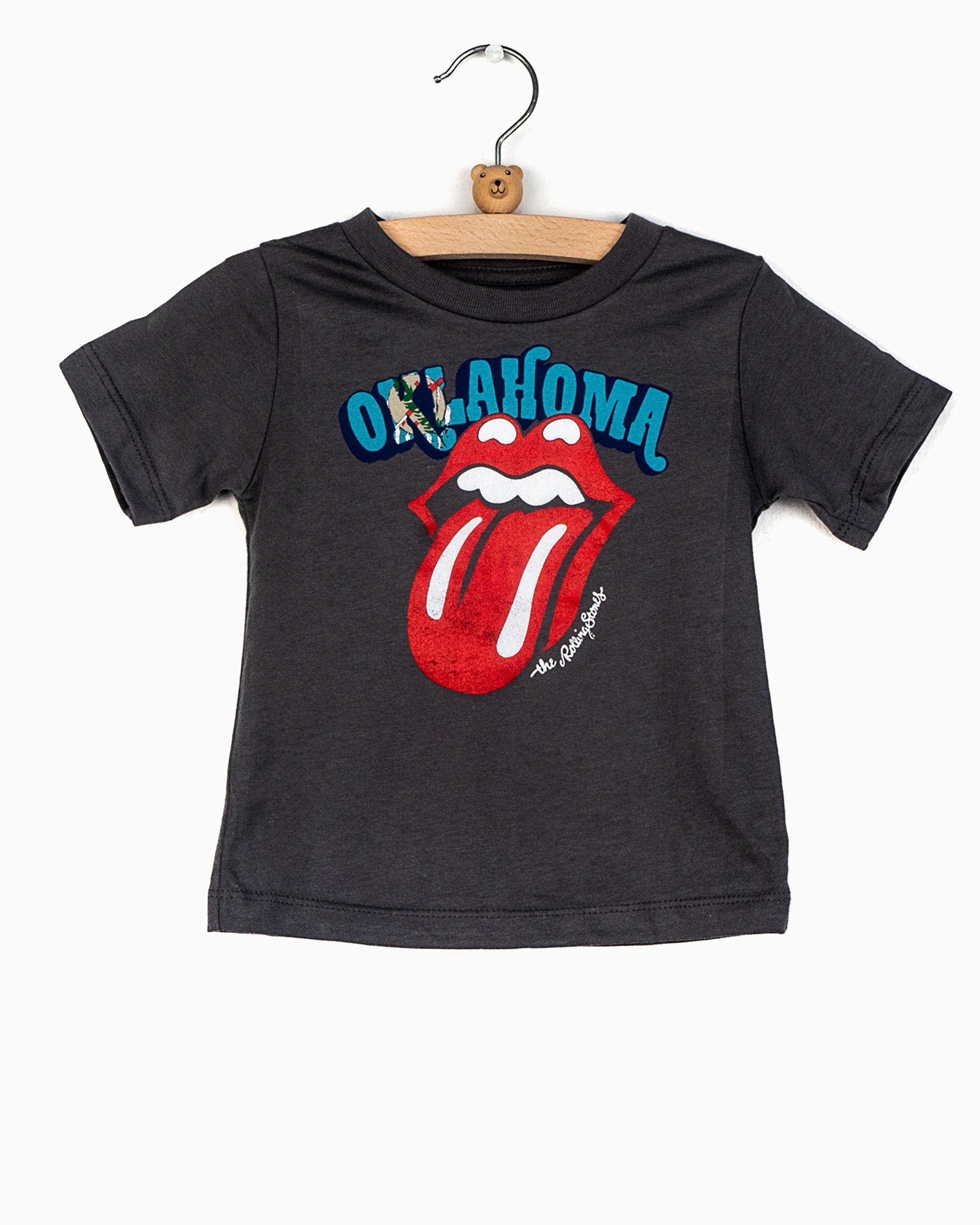 Children's Rolling Stones Oklahoma Rocker Flag Off Black Tee (4476896018535)
