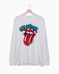 Rolling Stones Oklahoma Flag Rocker White Long Sleeve Tee - shoplivylu