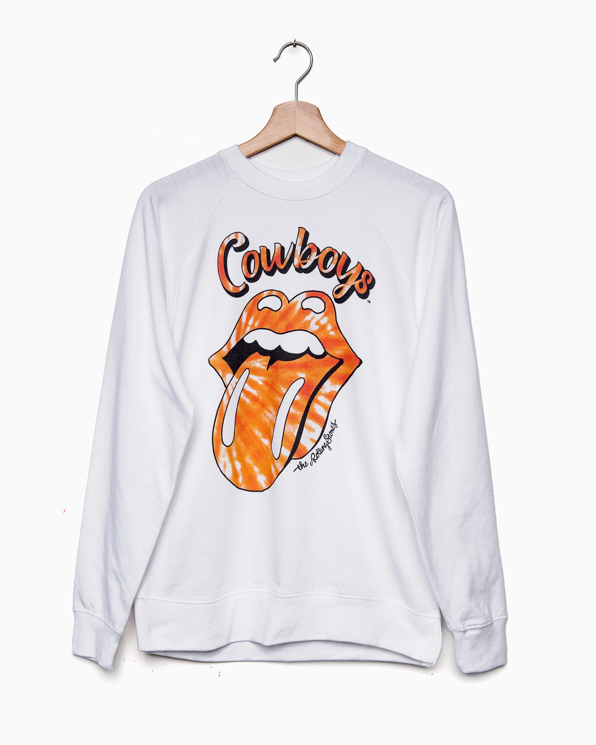 Rolling Stones Cowboys Tie Dye Lick White Sweatshirt - shoplivylu