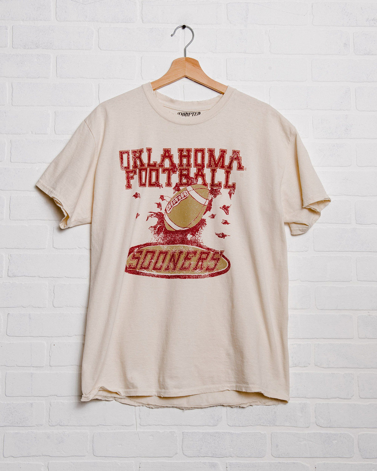 OU Football Party Off White Thrifted Tee - shoplivylu
