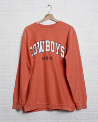 Cowboys Filled Gault Orange Corded Crew Sweatshirt - shoplivylu