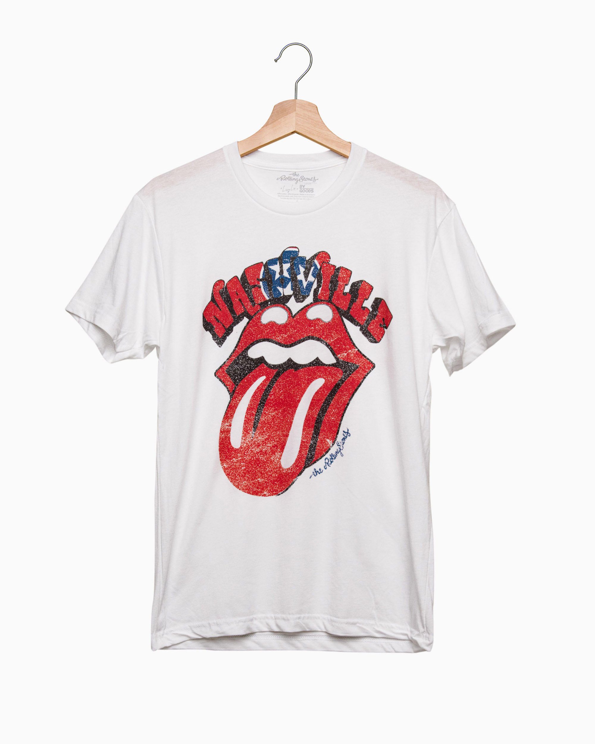 Rolling Stones Nashville Flag Rocker White Tee - shoplivylu