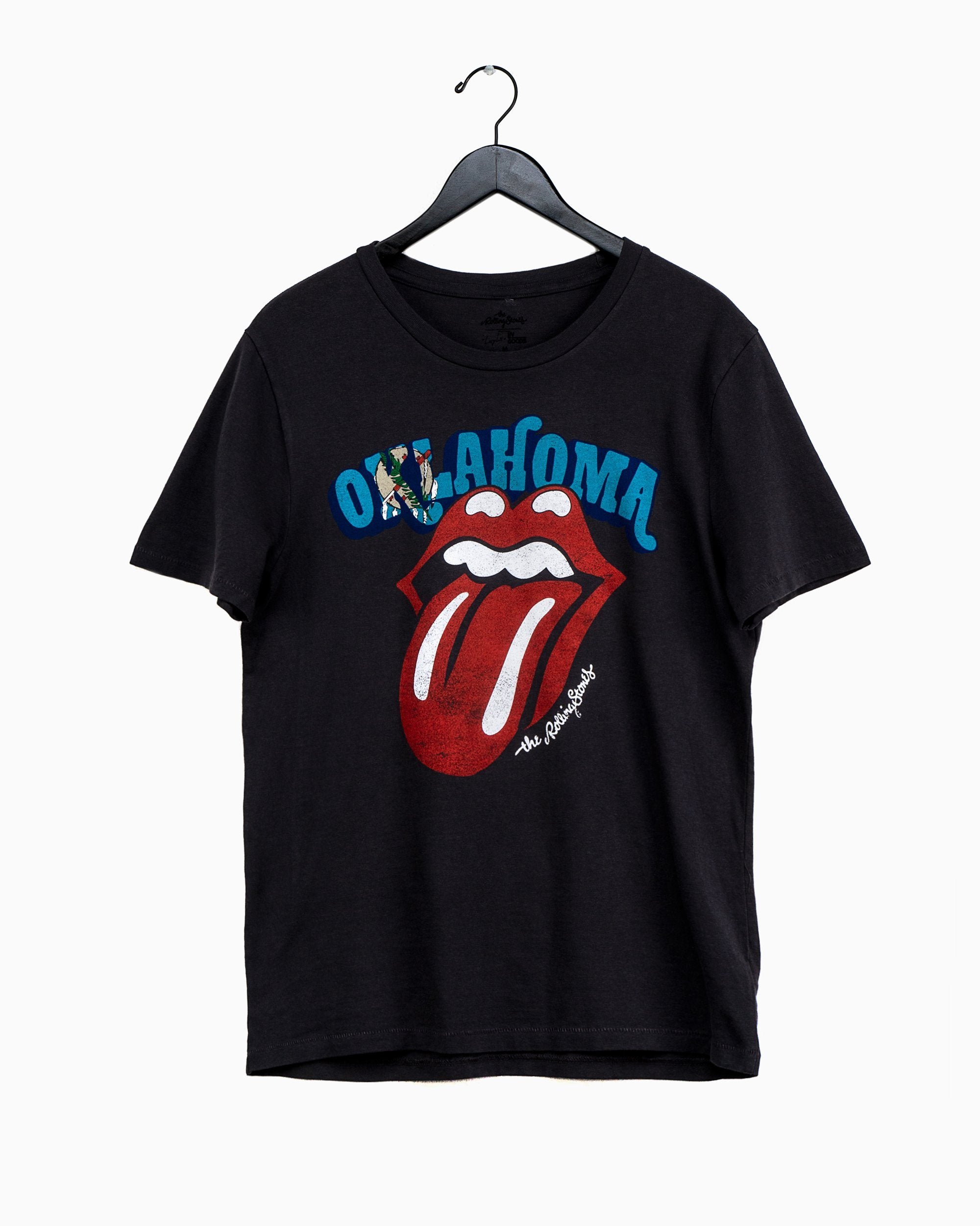 Rolling Stones Oklahoma Flag Rocker Off Black Tee (4462444642407)