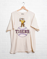 LSU Tigers Mascot Baseball Off White Thrifted Tee