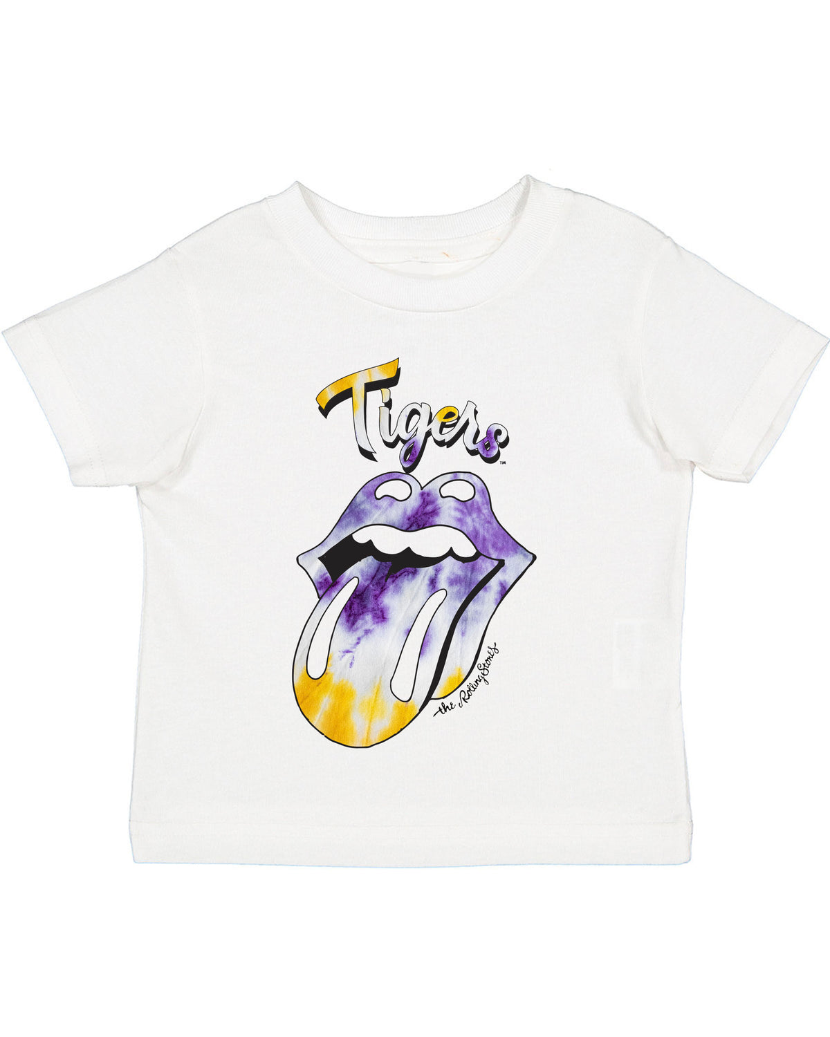 Children's Rolling Stones LSU Tigers Tie Dye Lick White Tee - shoplivylu