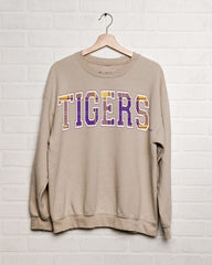 LSU Tigers Tartan Sand Thrifted Sweatshirt - shoplivylu