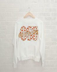 OSU Cowboys Twisted Check White Thrifted Sweatshirt - shoplivylu