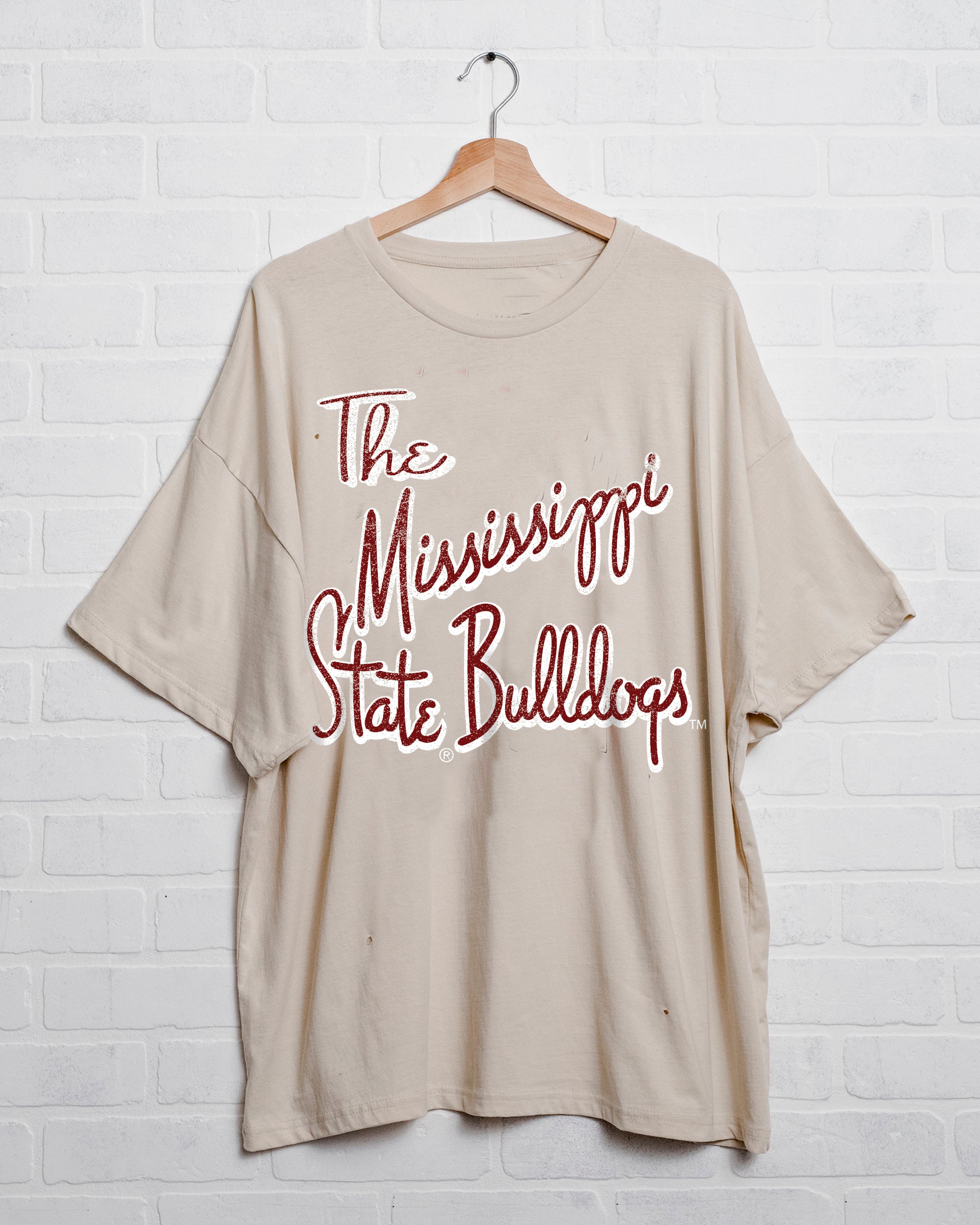 Mississippi State Bulldogs Beverly Off White Thrifted Tee - shoplivylu