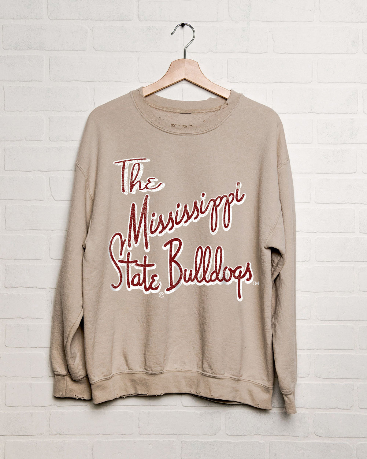 Mississippi State Bulldogs Beverly Sand Thrifted Sweatshirt - shoplivylu