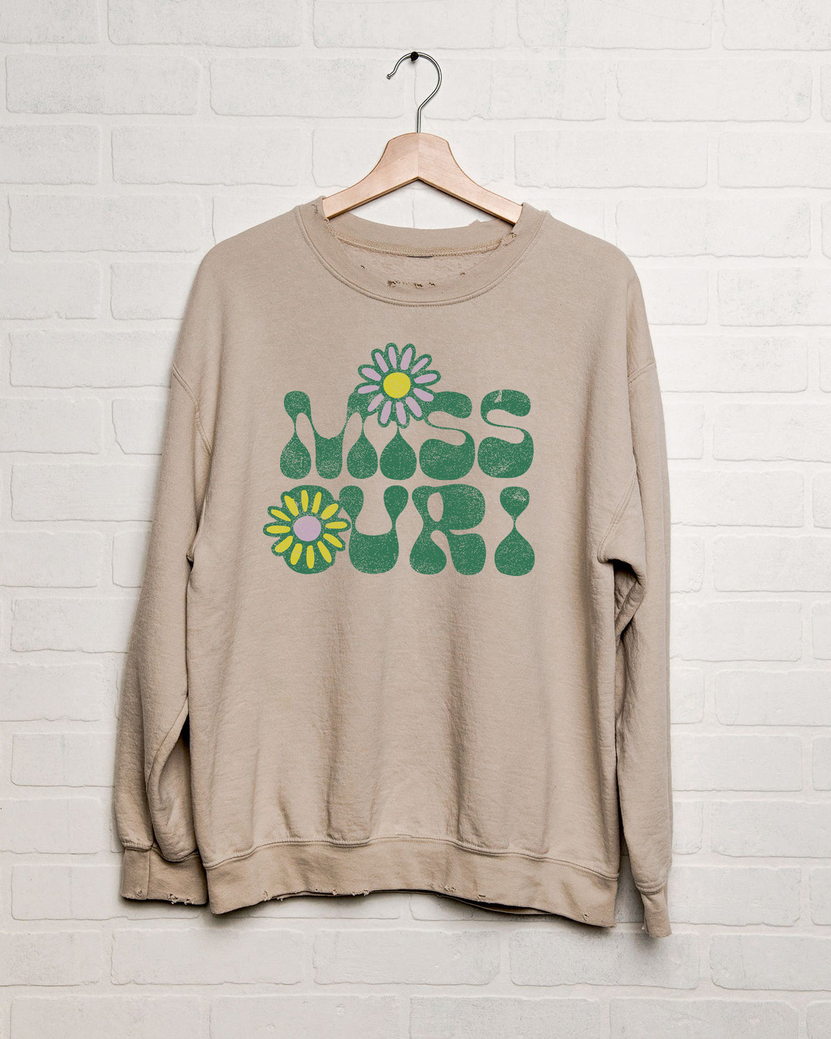 Missouri Flower Sand Thrifted Sweatshirt (FINAL SALE) - shoplivylu