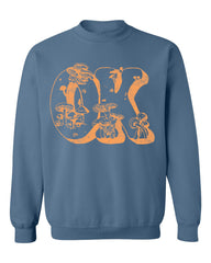 Oklahoma Mushrooms Indigo Blue Thrifted Sweatshirt - shoplivylu
