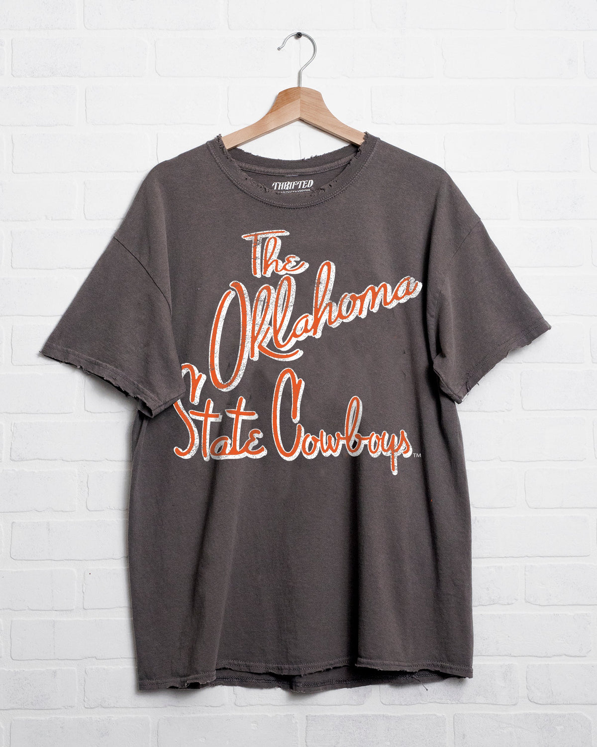 OSU Cowboys Beverly Charcoal Thrifted Tee - shoplivylu