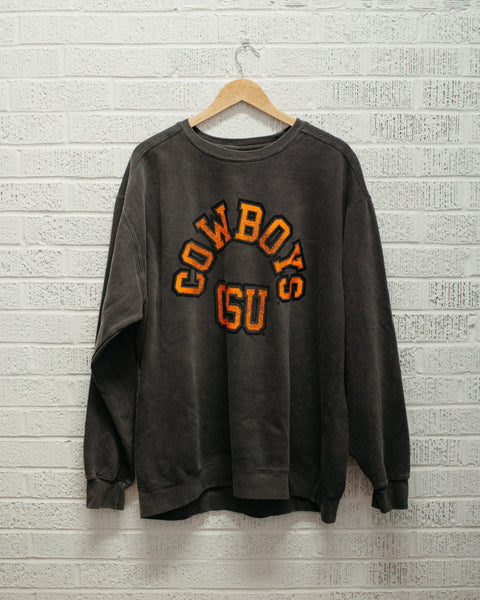 OSU Cowboys 80s White Cropped Corded Crew Sweatshirt – shoplivylu