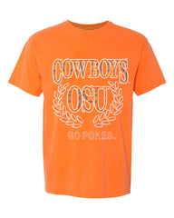 OSU Cowboys Plaid Crest Orange Tee - shoplivylu
