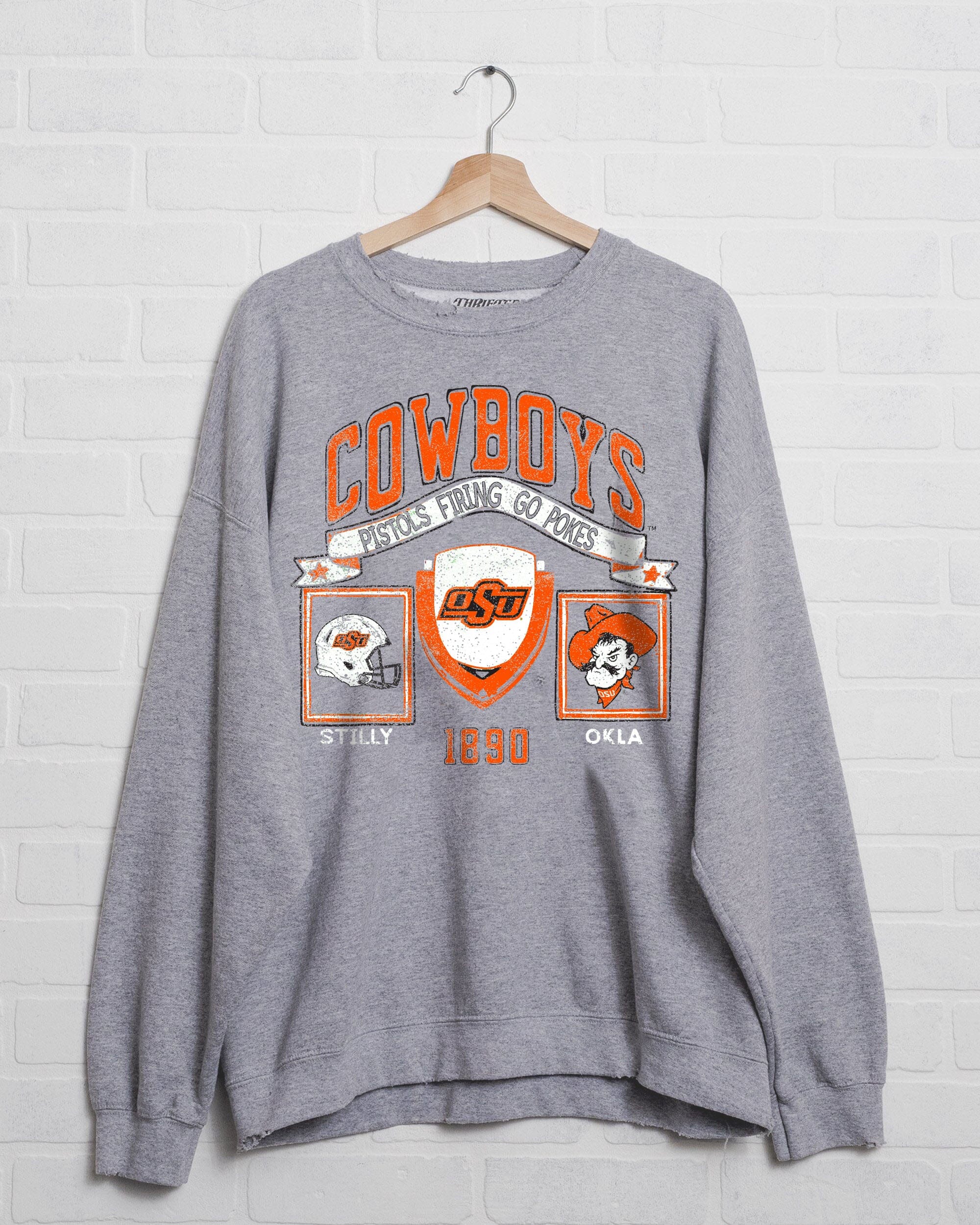 OSU Cowboys Prep Patch Gray Thrifted Sweatshirt