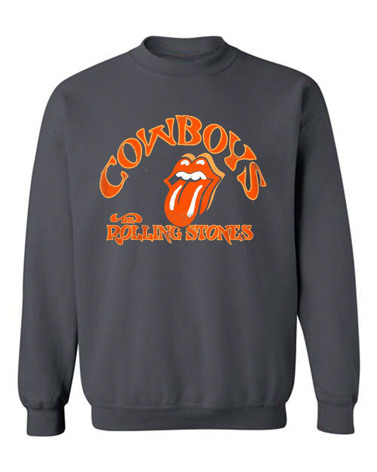 Rolling Stones OSU Cowboys Psych Charcoal Thrifted Sweatshirt