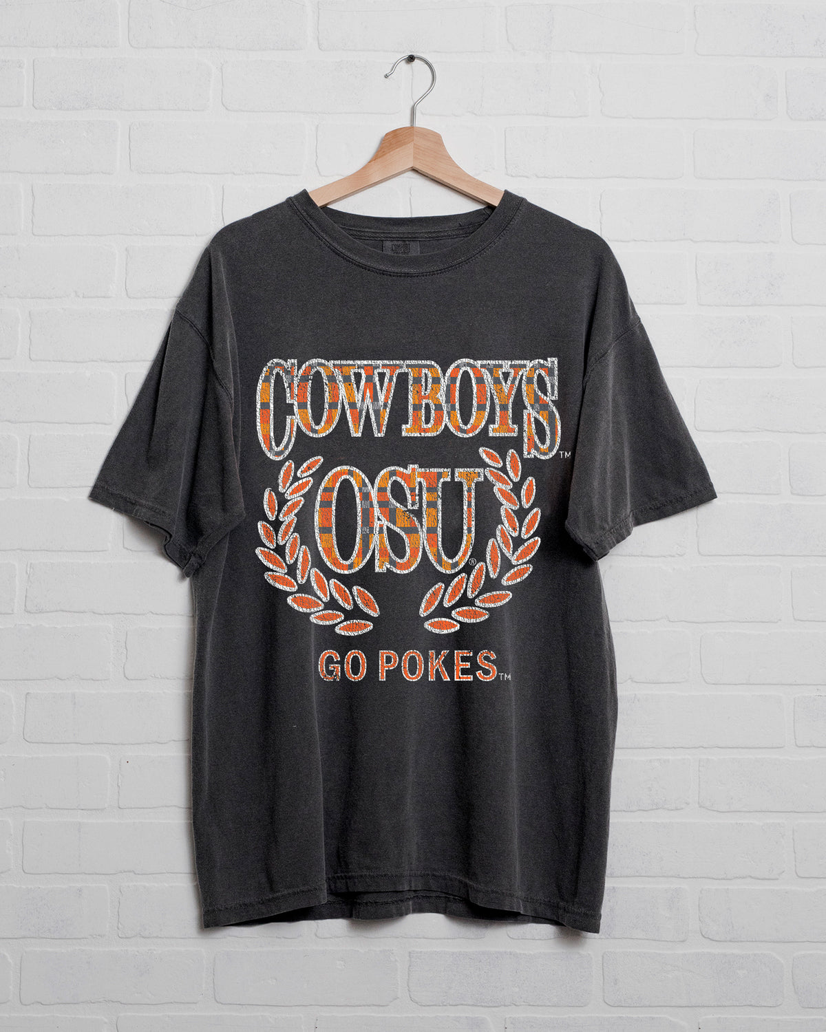 OSU Cowboys Plaid Crest Pepper Tee - shoplivylu