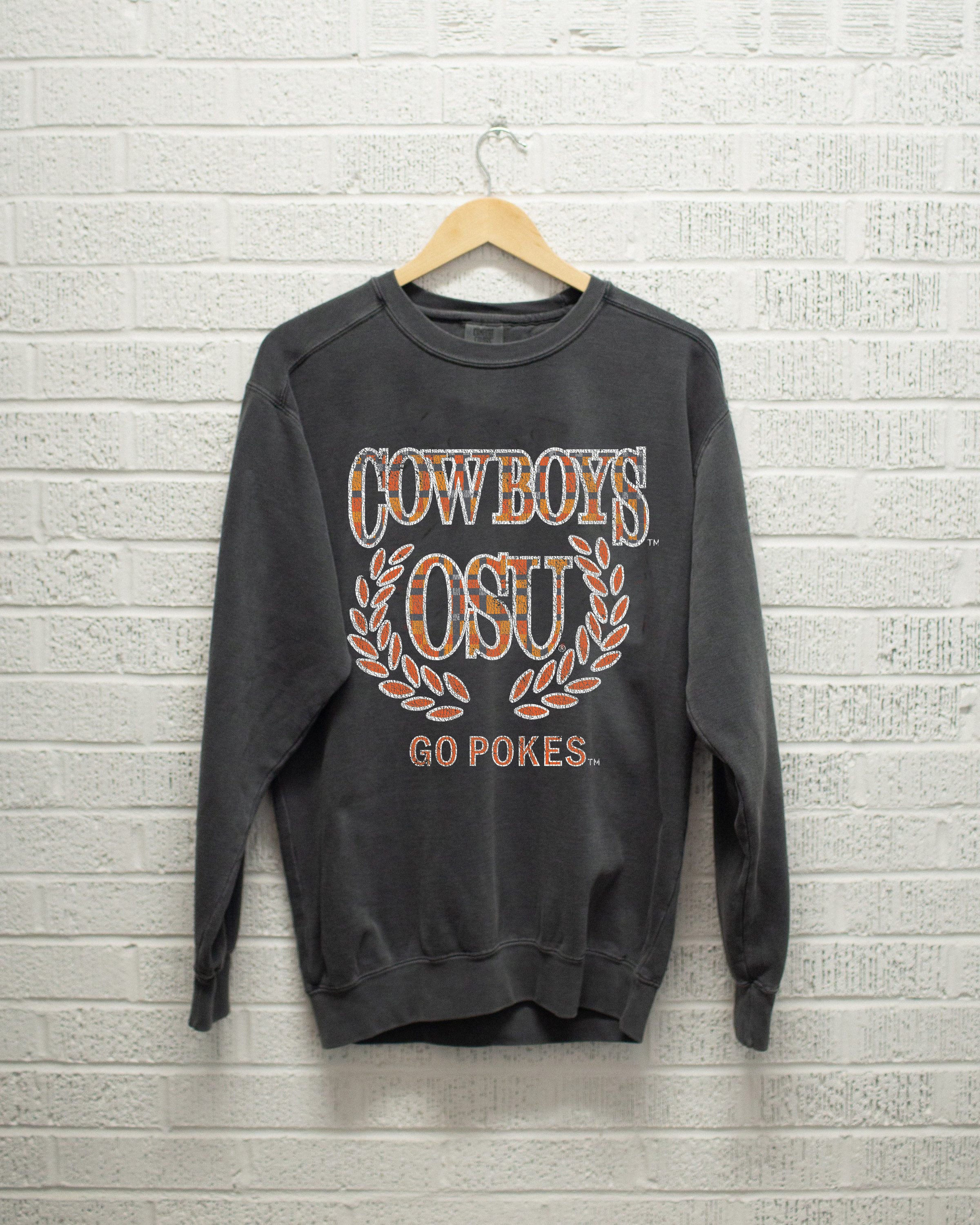 OSU Cowboys Plaid Crest Pepper Sweatshirt - shoplivylu