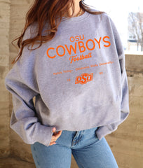 OSU Cowboys Shot Off Gray Oversized Crew Sweatshirt - shoplivylu