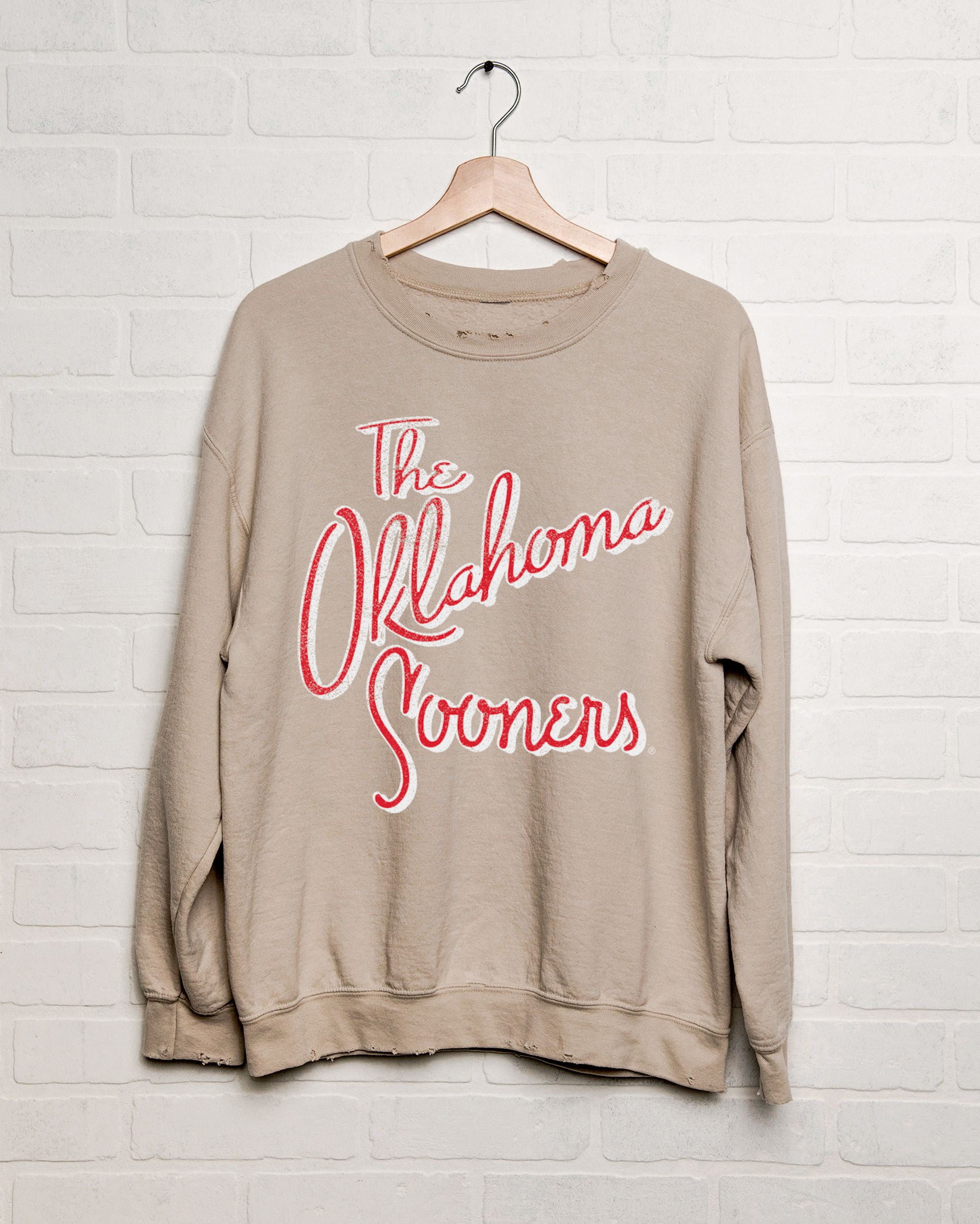 OU Sooners Beverly Sand Thrifted Sweatshirt - shoplivylu
