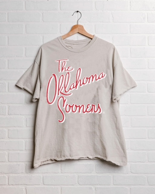 OU Sooners Beverly Off White Thrifted Tee - shoplivylu
