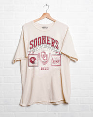 OU Sooners Prep Patch Off White Thrifted Tee - shoplivylu