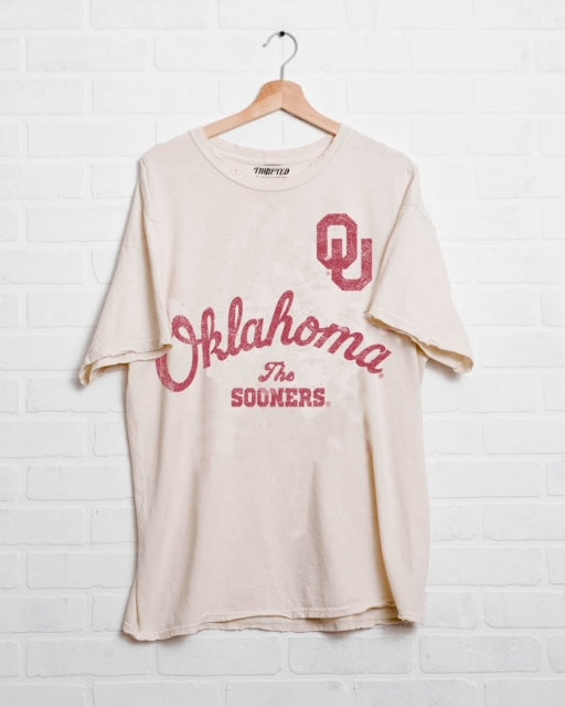 OU Sooners Quality Off White Thrifted Tee - shoplivylu