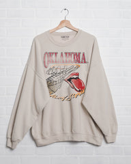 Rolling Stones Sooners Basketball Net Sand Thrifted Sweatshirt - shoplivylu