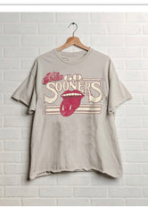 Rolling Stones OU Sooners Stoned Off White Thrifted Tee - shoplivylu