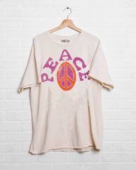 Peace Sign Off White Thrifted Tee - shoplivylu