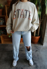 OSU Cowboys Tartan Sand Thrifted Sweatshirt
