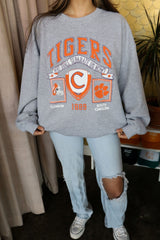 Clemson Tigers Prep Patch Gray Thrifted Sweatshirt