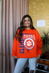 Clemson Tigers Football Spree Orange Thrifted Sweatshirt