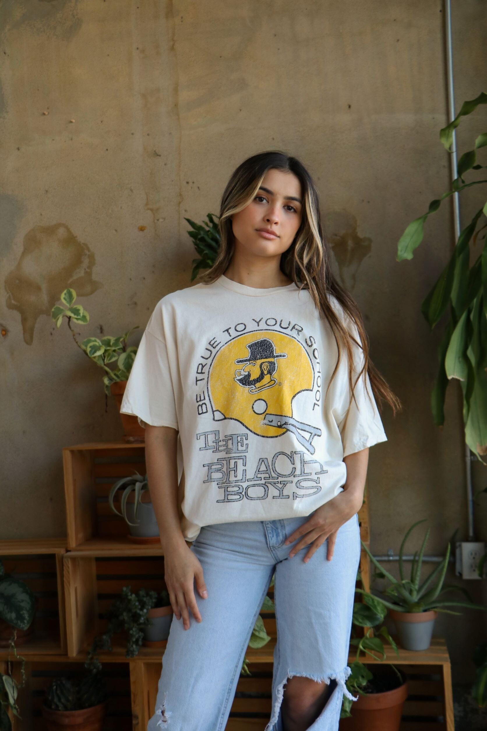 The Beach Boys App State True To Your School Off White Thrifted Tee