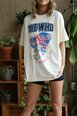 The Who Lion Flag Off White Thrifted Distressed Tee