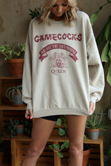 Queen Gamecocks Champions Scroll Sand Thrifted Sweatshirt