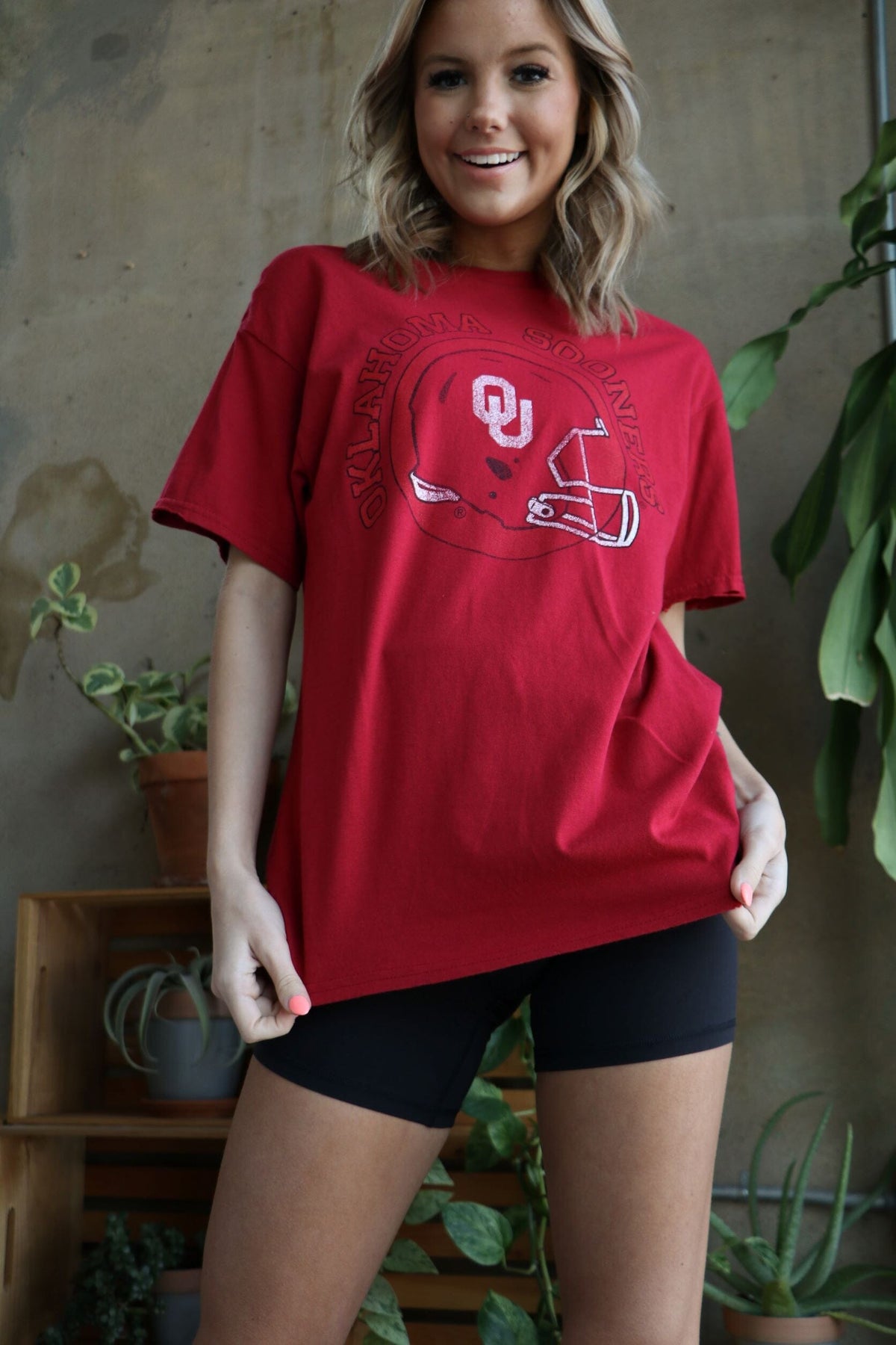 OU Sooners Helmet Circle Crimson Tee