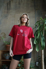 OU Sooners Helmet Circle Crimson Tee