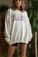 LSU Tigers Tartan Sand Thrifted Sweatshirt