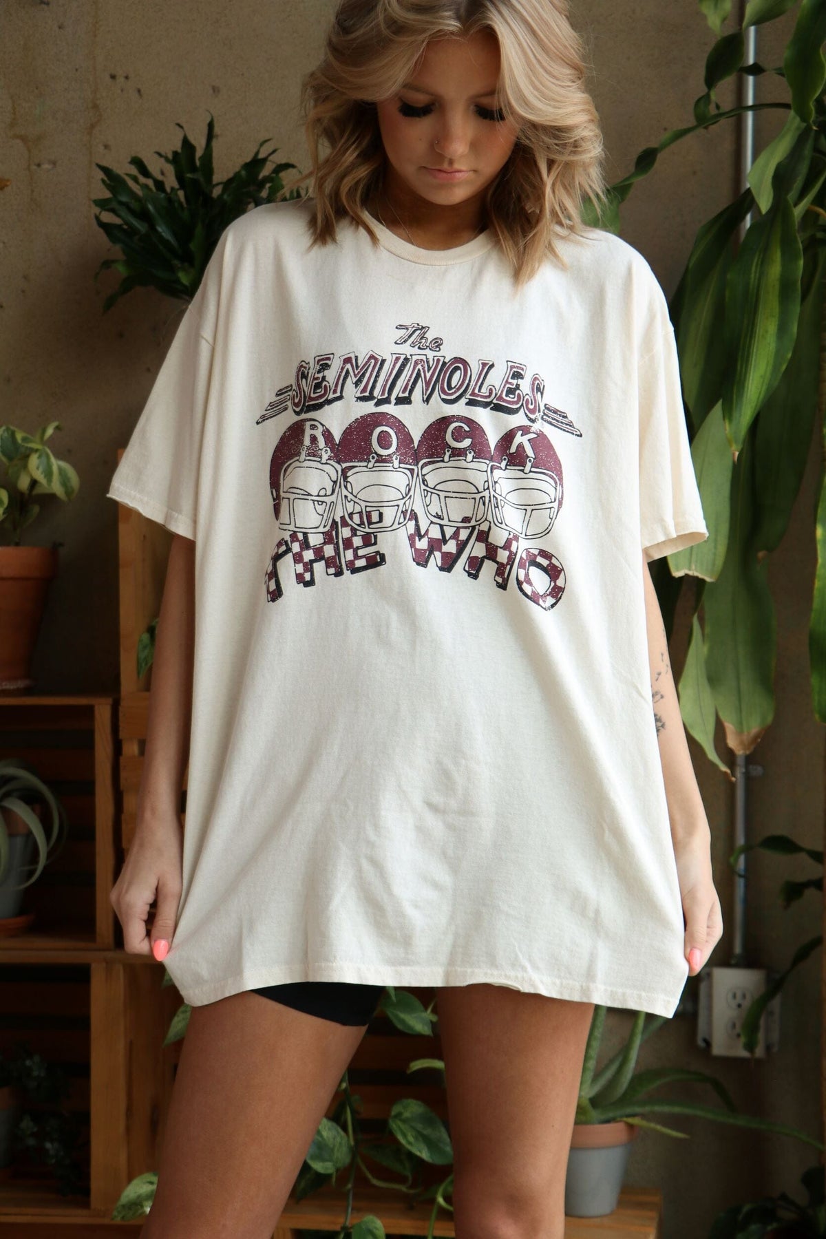 The Who Seminoles Rock Off White Thrifted Tee