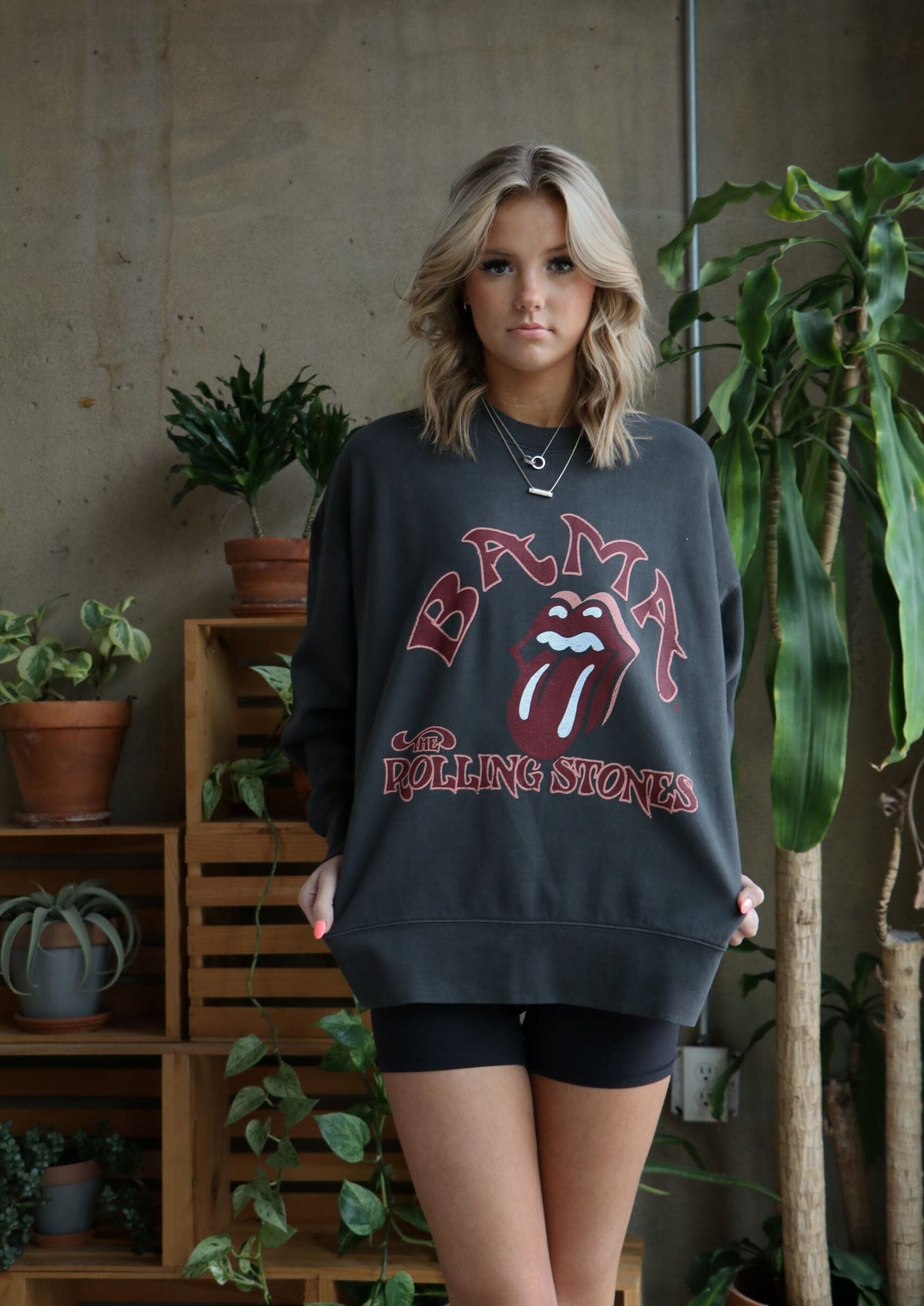 Rolling Stones Bama Psych Smoke Oversized Crew Sweatshirt